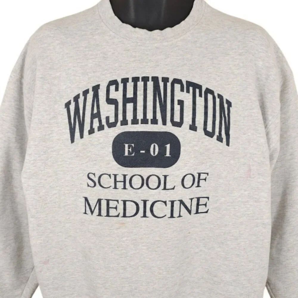 Vintage Washington School Of Medicine Sweatshirt Mens Size XL Gray Y2K